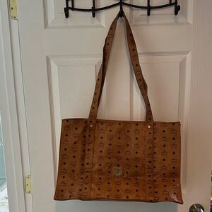 MCM Large Tan Logo Pattern Tote